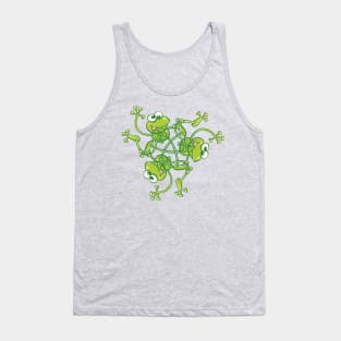 Green frogs having fun in a rotating pattern design Tank Top